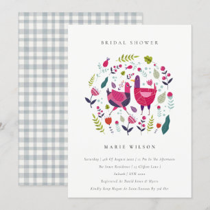 Tarjeta De Agradecimiento Floral Birds Bridal Shower