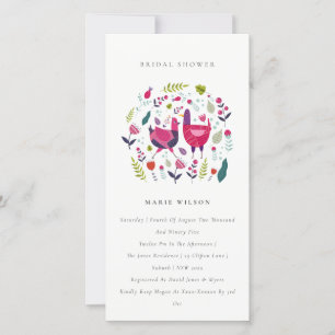 Tarjeta De Agradecimiento Floral Birds Bridal Shower