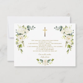 Tarjeta De Agradecimiento Floral blanca gracias con oración bautizo