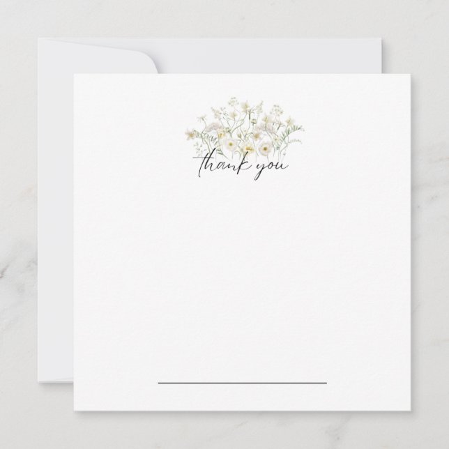Tarjeta De Agradecimiento Floral blanca Gracias Notecard (Anverso)