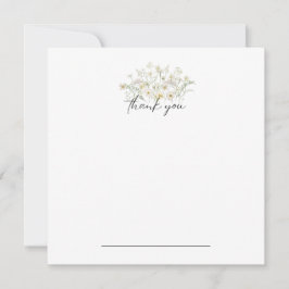 Tarjeta De Agradecimiento Floral blanca Gracias Notecard
