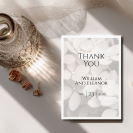 Tarjeta de agradecimiento floral blanca minimalist