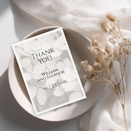 Tarjeta de agradecimiento floral blanca minimalist