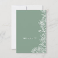 Tarjeta de agradecimiento floral blanca verde salv