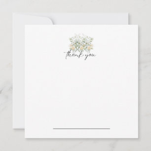 Tarjeta de agradecimiento floral blanca y amarilla