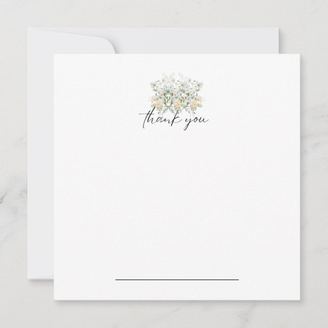 Tarjeta De Agradecimiento Floral blanca y amarilla gracias a Notecard (Anverso)