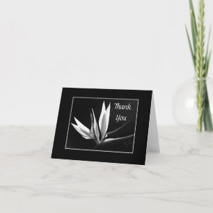 Tarjeta De Agradecimiento Floral blanca y negra en huelga gracias