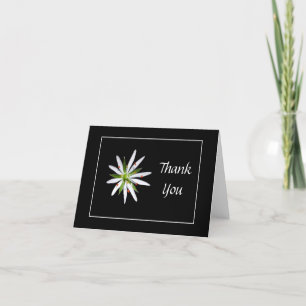 Tarjeta De Agradecimiento Floral blanca y negra en huelga gracias