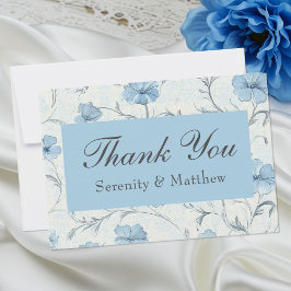 Tarjeta De Agradecimiento Floral Blue Country Garden Wedding Gracias