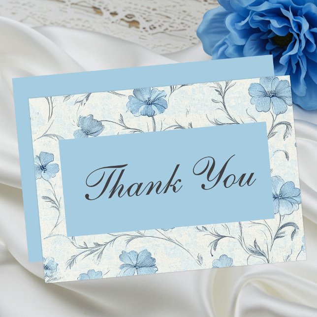 Tarjeta De Agradecimiento Floral Blue Country Garden Wedding Gracias (Subido por el creador)