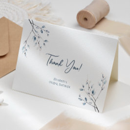 Tarjeta De Agradecimiento Floral Blue Winter Botanical Gracias Card