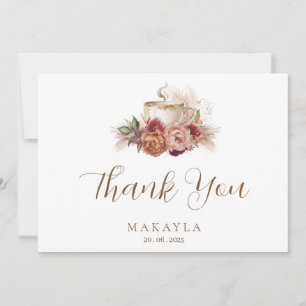 Tarjeta de agradecimiento floral boho de desayuno