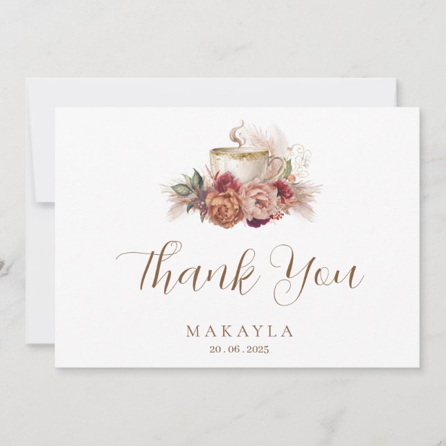 Tarjeta de agradecimiento floral boho de desayuno  (Anverso)