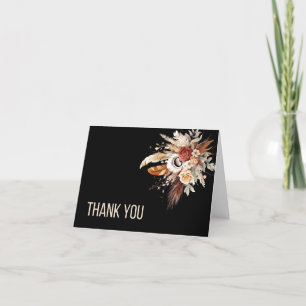 Tarjeta De Agradecimiento Floral Boho Negro