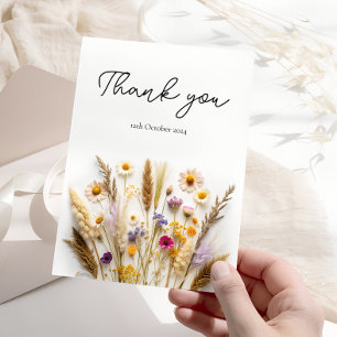 Tarjeta de agradecimiento floral Boho Willdflower