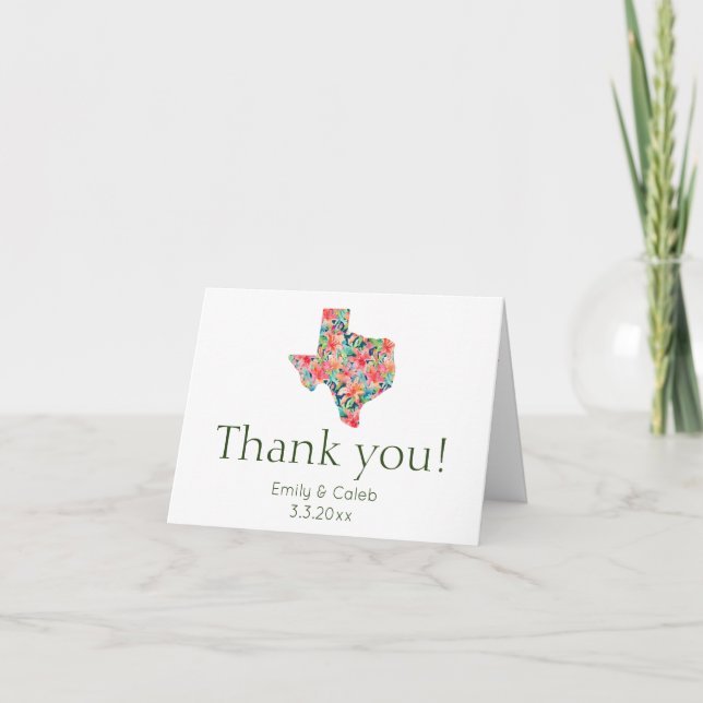 Tarjeta De Agradecimiento Floral Botánica Brillante de Texas (Anverso)