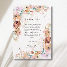 Tarjeta de agradecimiento floral botánica romántic