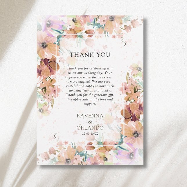 Tarjeta de agradecimiento floral botánica romántic (Subido por el creador)