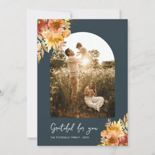 Tarjeta de agradecimiento floral botánico de otoño