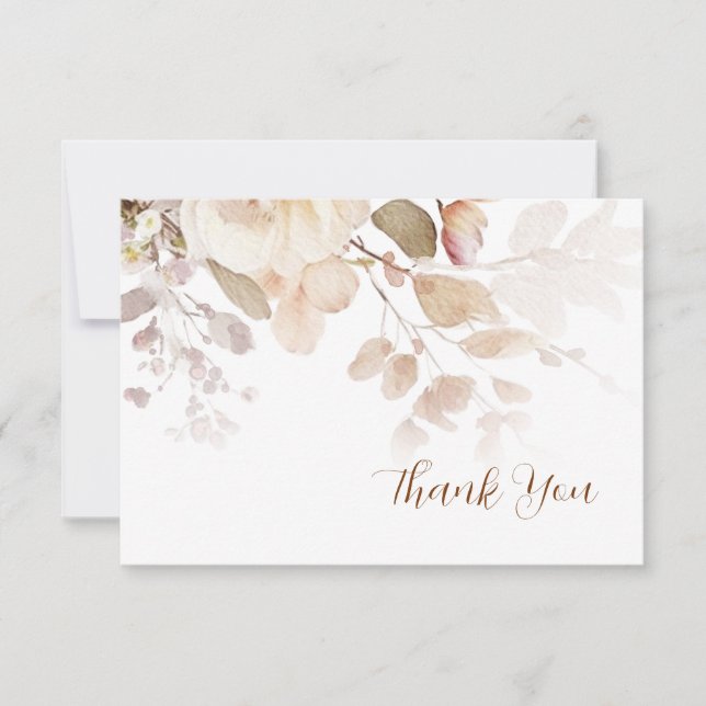Tarjeta de agradecimiento floral botánico neutral  (Anverso)