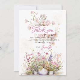 Tarjeta De Agradecimiento Floral Botánico Rosa Hada Gracias