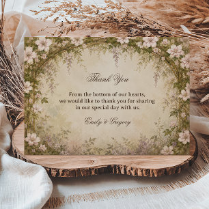 Tarjeta De Agradecimiento Floral Botánico Vintage