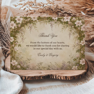 Tarjeta De Agradecimiento Floral Botánico Vintage