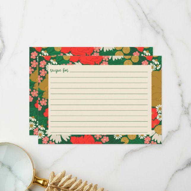 Tarjeta De Agradecimiento Floral Bouquet Bridal Shower Recipe Card (Anverso/Reverso In Situ)