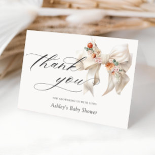 Tarjeta De Agradecimiento Floral Bow Elegant Baby Shower Gracias