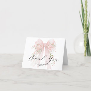 Tarjeta De Agradecimiento Floral Bow Elegant Flower Girl Baby Shower