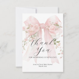 Tarjeta De Agradecimiento Floral Bow Elegant Flower Girl Baby Shower