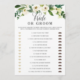 Tarjeta De Agradecimiento Floral Bridal Shower Bride o Groom Game
