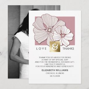 Tarjeta De Agradecimiento Floral Bridal Shower Gracias Cartas De Fotografía