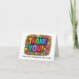 Tarjeta de agradecimiento floral brillante y alegr