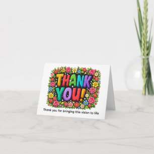 Tarjeta de agradecimiento floral brillante y alegr