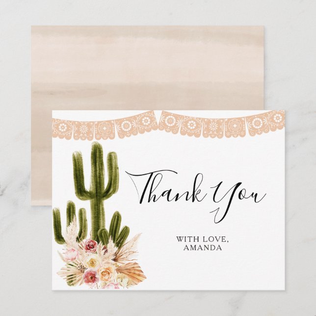 Tarjeta De Agradecimiento Floral Cactus Taco 'bout Love Thank You Card (Anverso / Reverso)