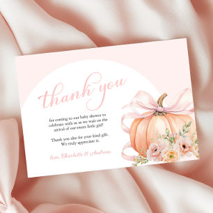 Tarjeta De Agradecimiento Floral Calabaza Bow Baby Shower