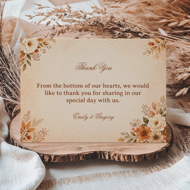 Tarjeta De Agradecimiento Floral Cálido de Otoño (Subido por el creador)