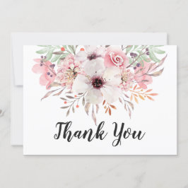 Tarjeta de agradecimiento floral campestre en acua