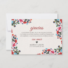 Tarjeta De Agradecimiento Floral Colorful Botanical Flowers Spanish Wedding