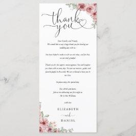 Tarjeta de agradecimiento floral con guión de cora
