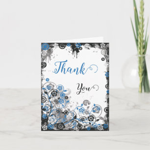 Tarjeta de agradecimiento floral con salpicaduras 