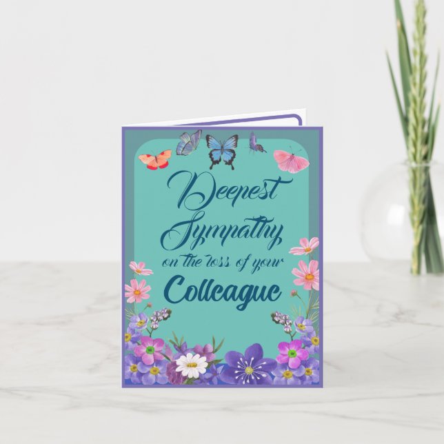 Tarjeta De Agradecimiento Floral Condolence Message Card Pérdida De Colleagu (Anverso)
