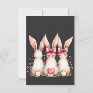 Tarjeta De Agradecimiento Floral Cottontail Bunny Coquette Bow Rabbit Easter