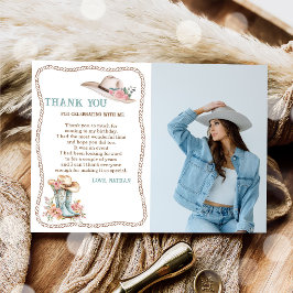 Tarjeta De Agradecimiento Floral Cowgirl Boots and Hat Birthday