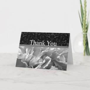 Tarjeta de agradecimiento floral damasco en blanco