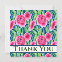 Tarjeta de agradecimiento floral de acuarela