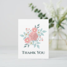 Tarjeta de agradecimiento floral de acuarela