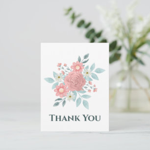 Tarjeta de agradecimiento floral de acuarela