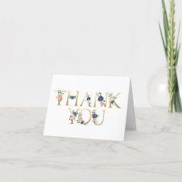 Tarjeta de agradecimiento floral de acuarela azul 